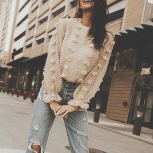 ✨SOLD!!✨ Like NEW  bohme pompom pink blouse